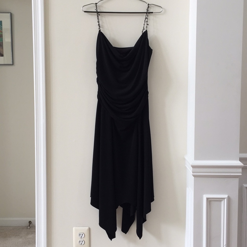 Laundry by Shelli Segal Drape Chain Strap Dress with Jagged Edge Retail for $465 - Picture 1 of 7